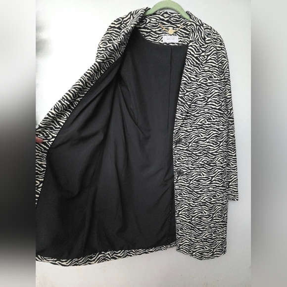 Per Una Black Mix Zebra Animal Print Lightweight Coat Size 6 US Size 10 UK - Picture 2 of 16